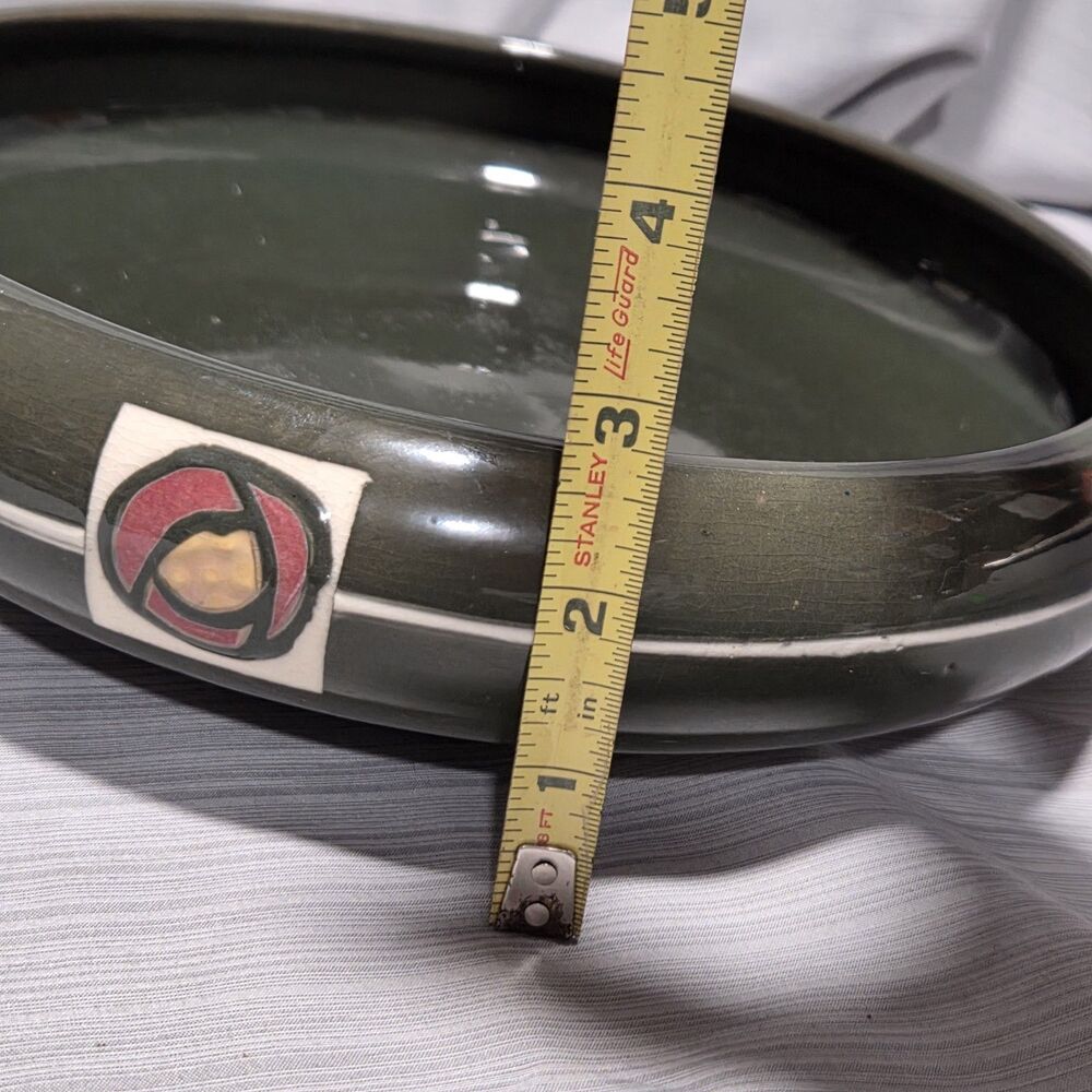 Weller Pottery Green Rosemont Large Shallow Tri-Foot Flower Bowl Plant Dish - Picture 11 of 13